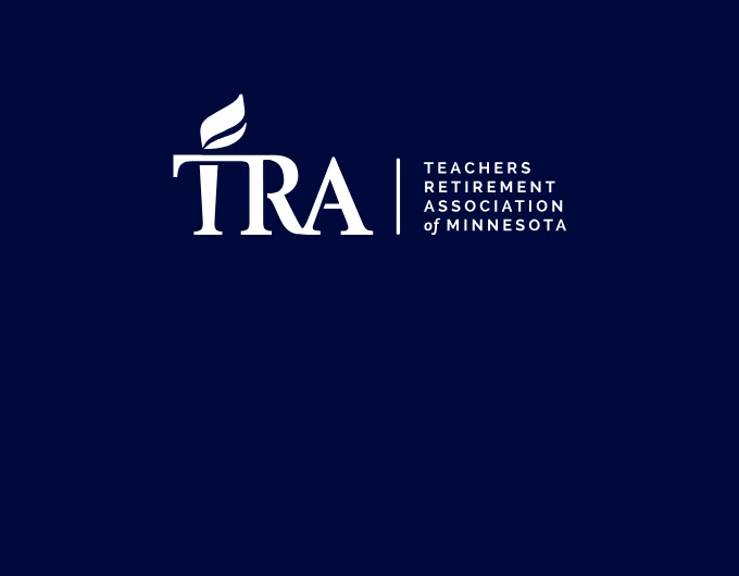 Teachers Retirement Association of Minnesota logo with TRA initials and a stylized torch.