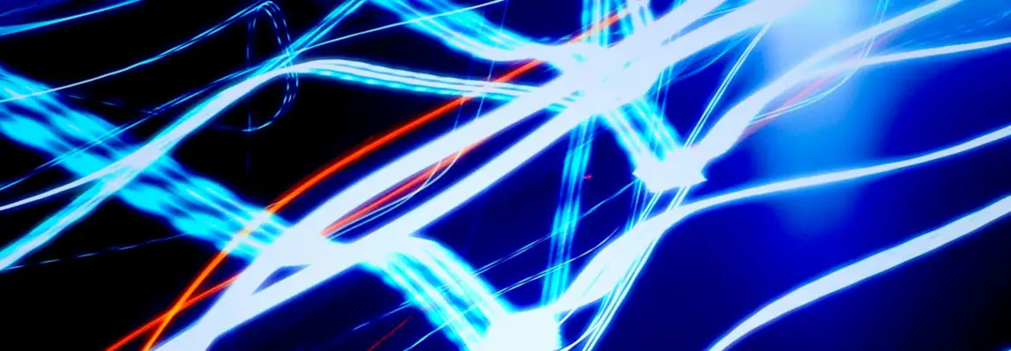 Neon lights moving across the image in different directions
