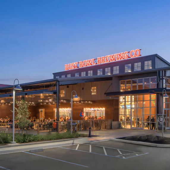 Commercial steel building campus for Dust Bowl Brewing in Turlock, CA