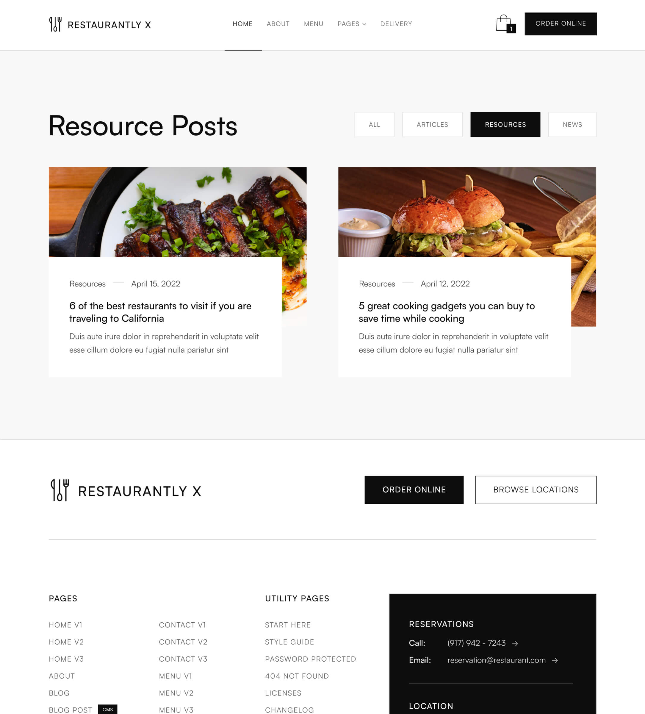 Blog Category - Restaurantly X Webflow Template
