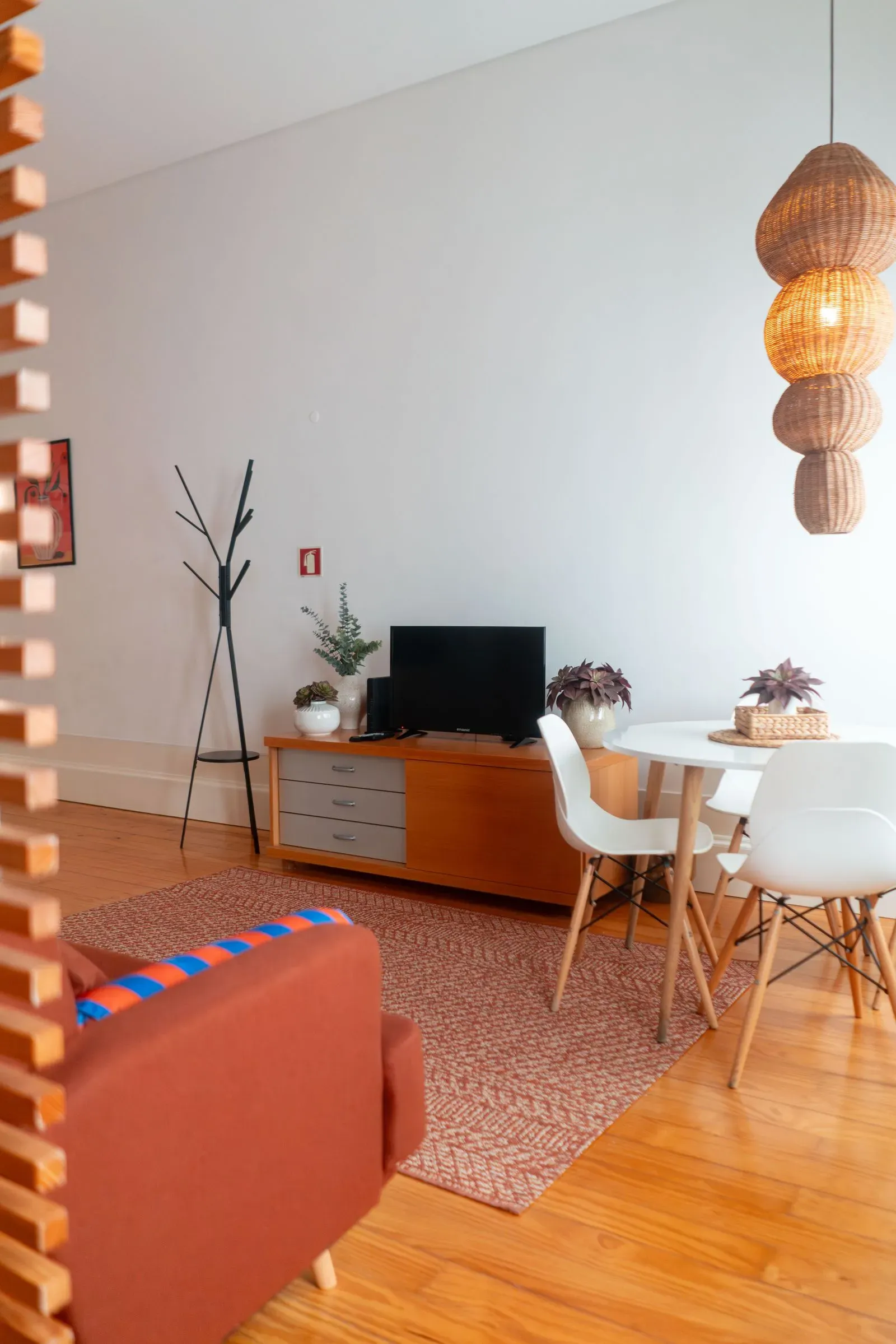 Image living room with a table and a TV.