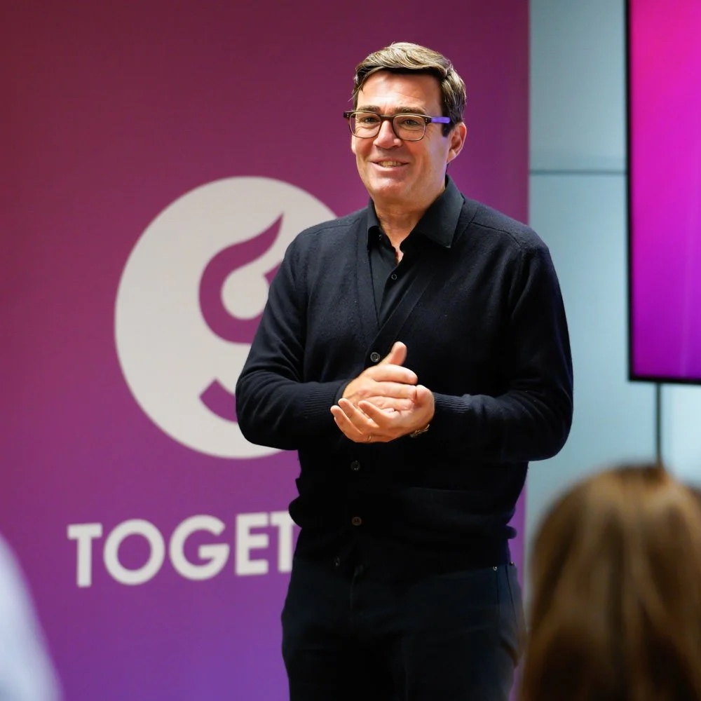 Andy Burnham at a speaking event.