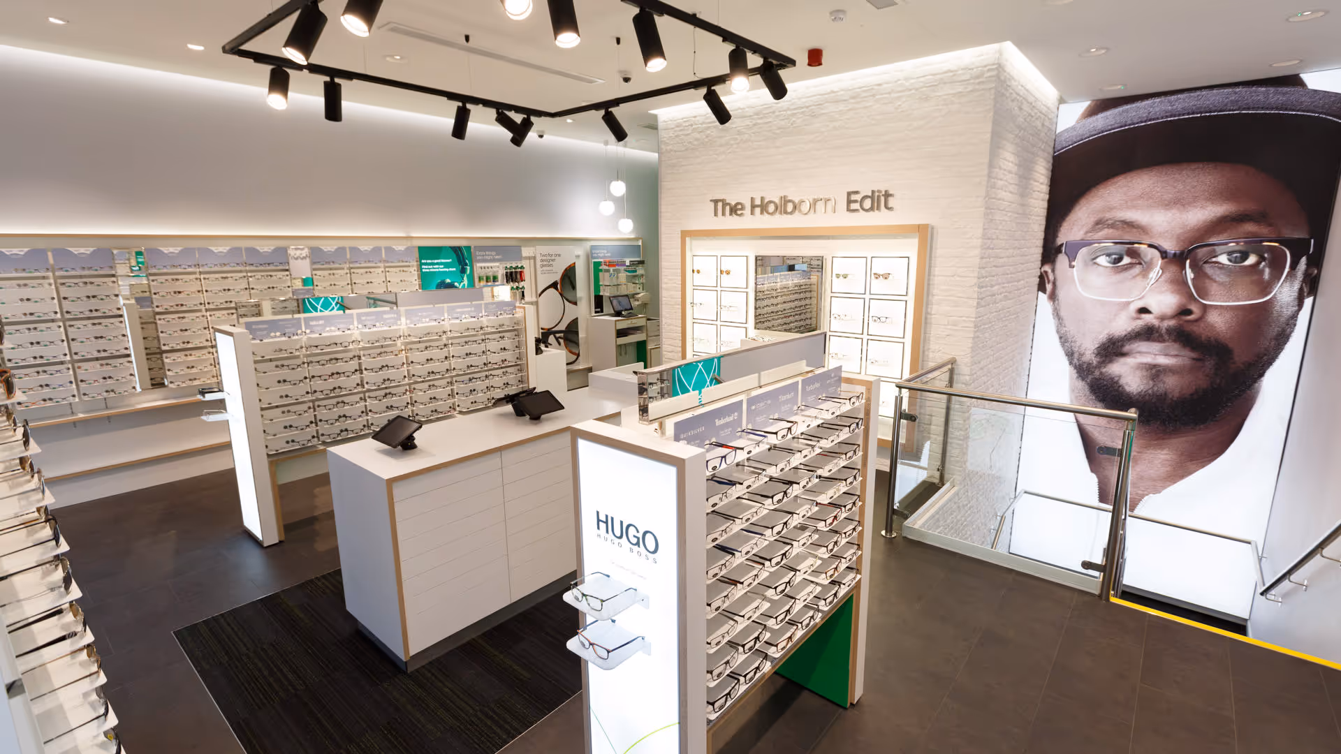 Corner angled photo of a Specsavers store interior.