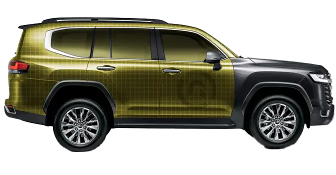 a car with a green and black design