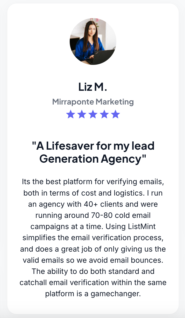 Liz Mirraponte Listmint testimonial
