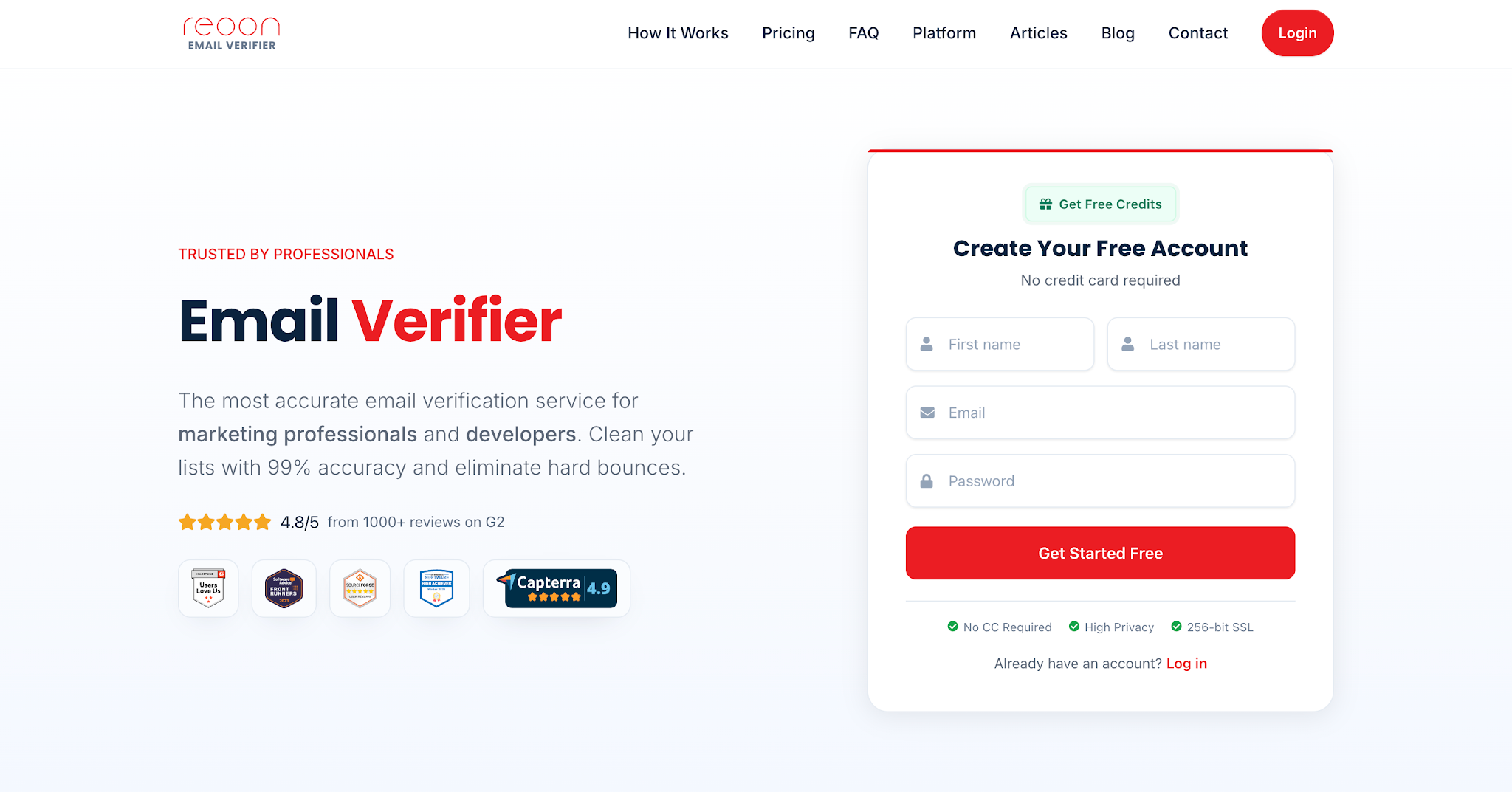 Reoon Email Verifier homepage.