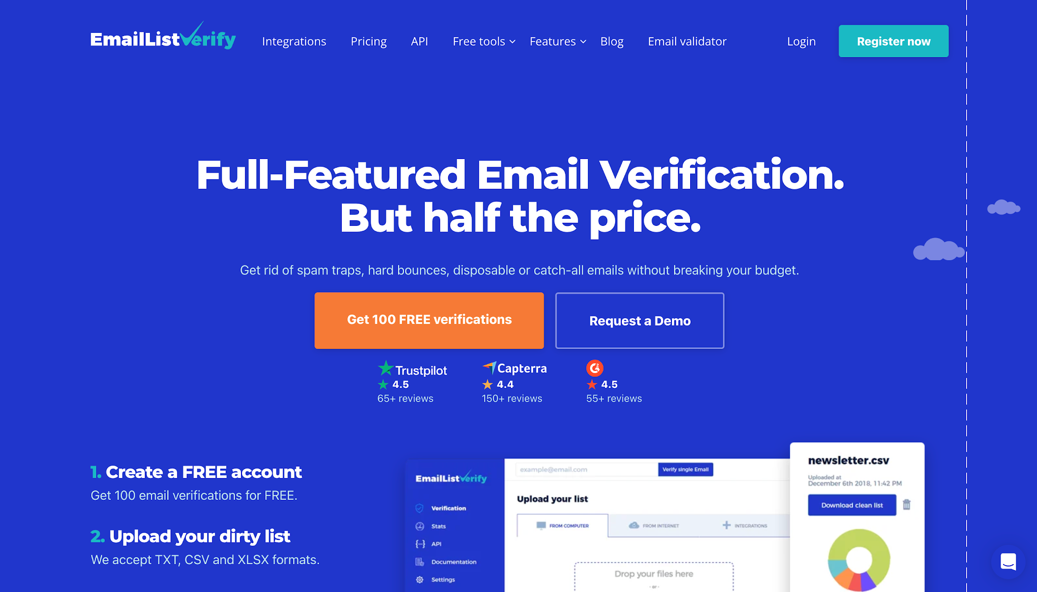Email List Verify homepage.