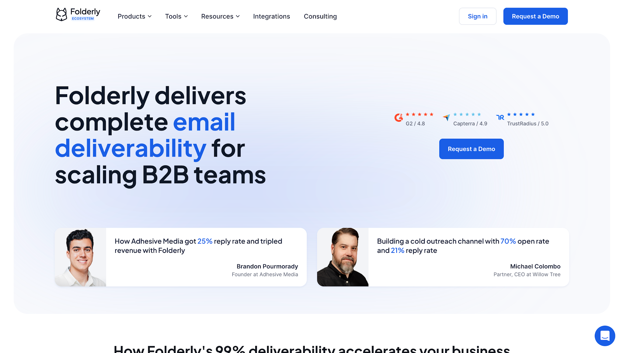 Folderly homepage.