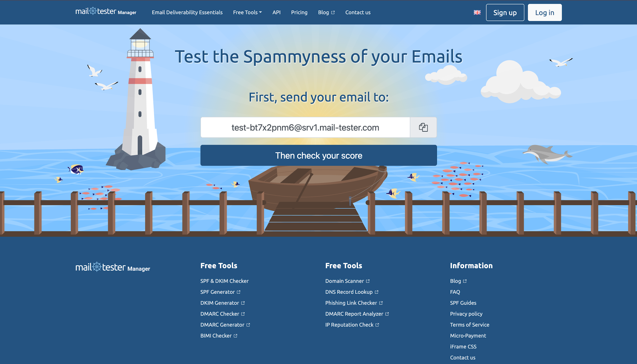Mail-Tester homepage.