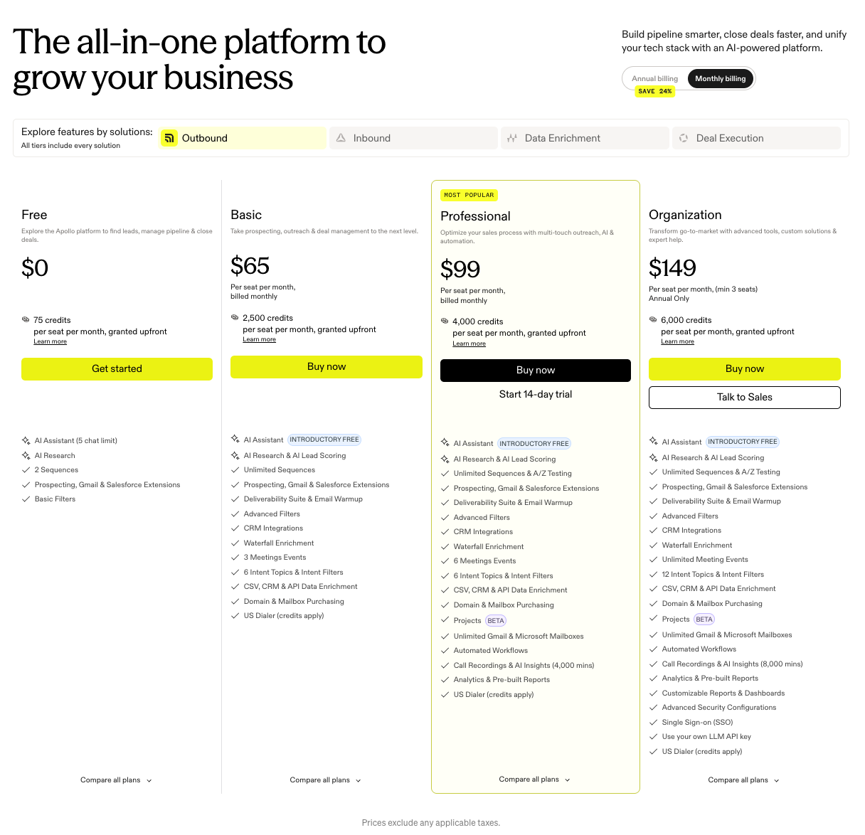 Apollo.io Pricing