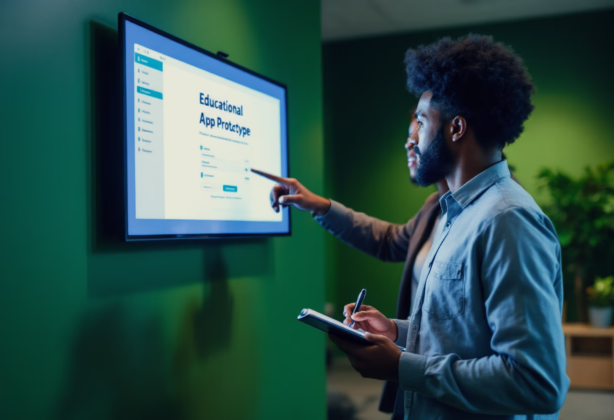 image of founders with a shared moment (for a edtech)