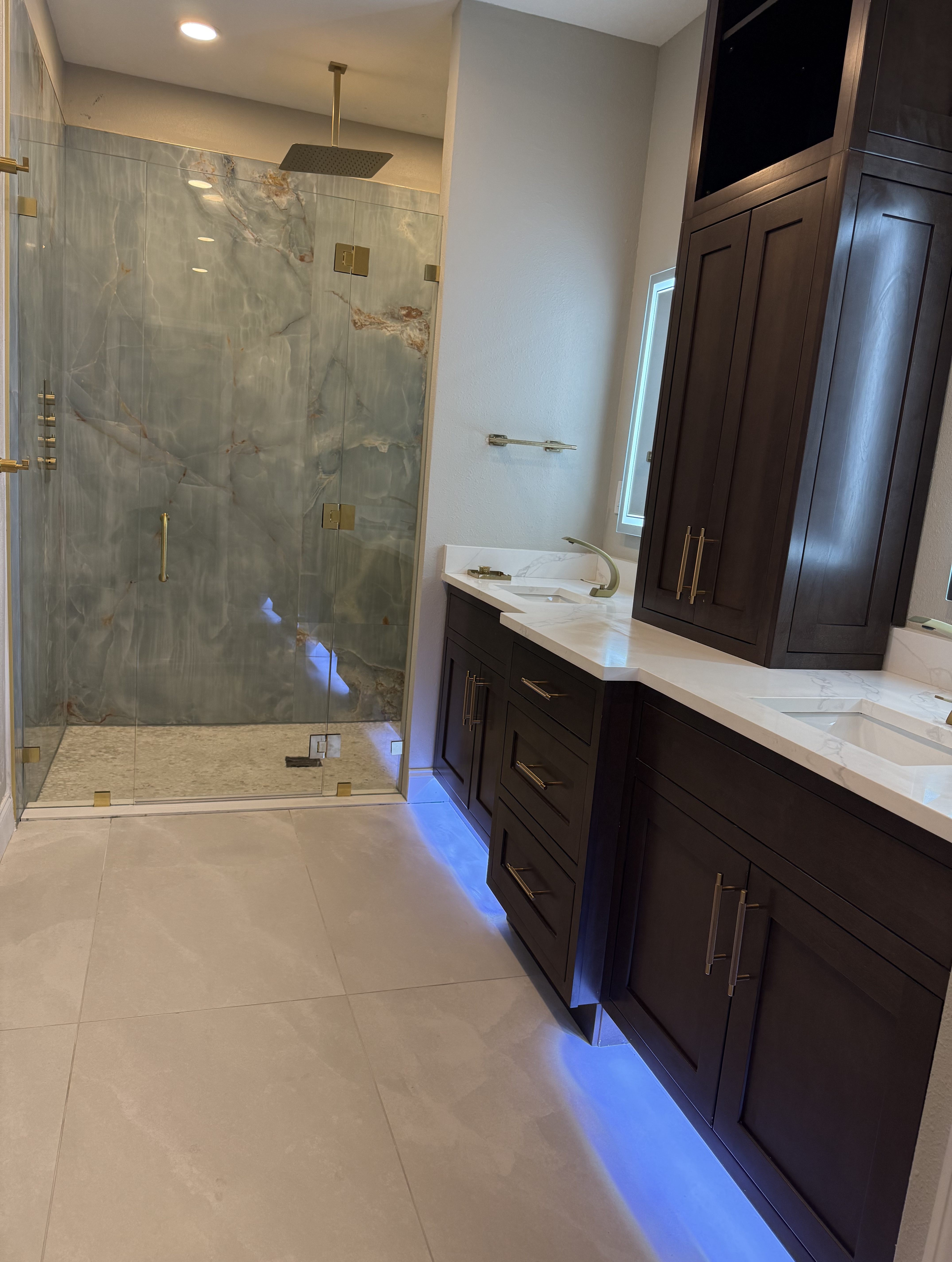 image of a new tile and fluted wood shower