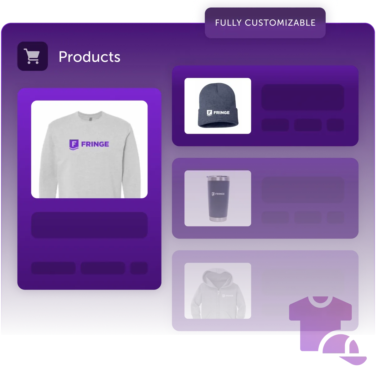 A screen shot of a product page with a purple background.
