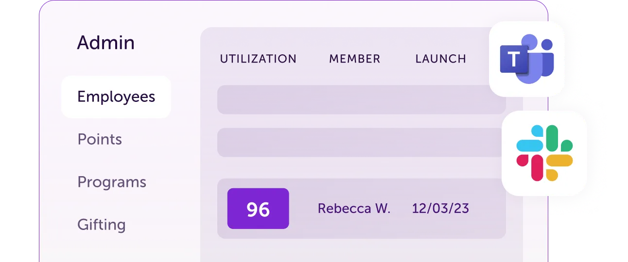 A purple card with a bunch of icons on it.
