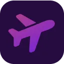 A purple icon with an airplane on it.