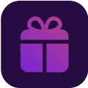A purple gift box with a bow on it.