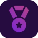 A purple icon with an medal on it.