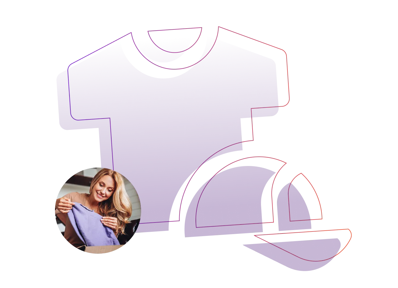 Woman smiling while holding a folded T-shirt, symbolizing branded merchandise and employee gifts.