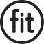 Circle enclosing connected dots forming lowercase letters 'fit'.