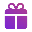 Purple gradient gift box with a bow on top icon.