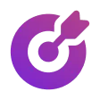 Purple bullseye target with an arrow hitting the center.