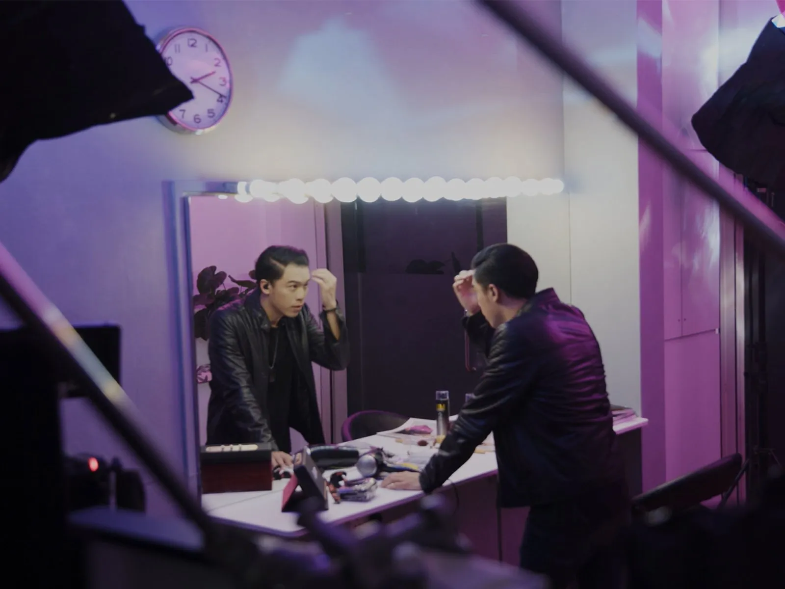 Before a social media video shoot