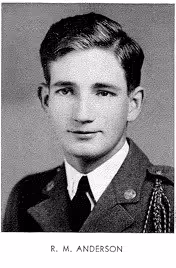 Black and white portrait of a young man in military uniform, identified as R. M. Anderson.