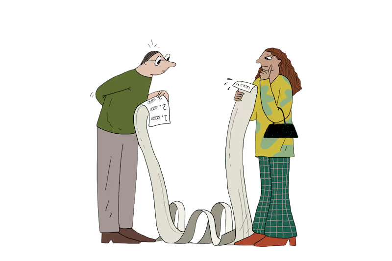 Illustration of two people in conversation
