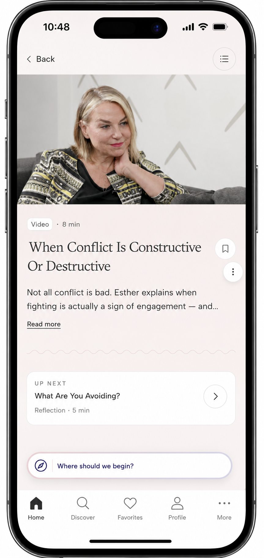 Esther teaching a chapter, shown in the video and audio player