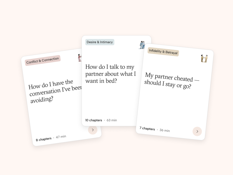 Guided question paths, shown as a list of relationship questions in the app