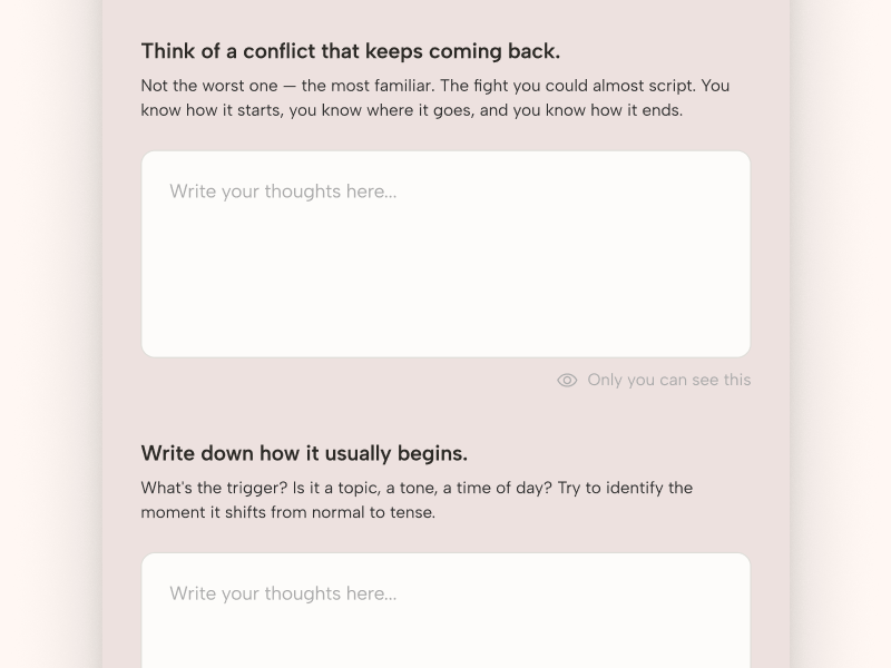 The private journal, showing a reflection prompt after a chapter