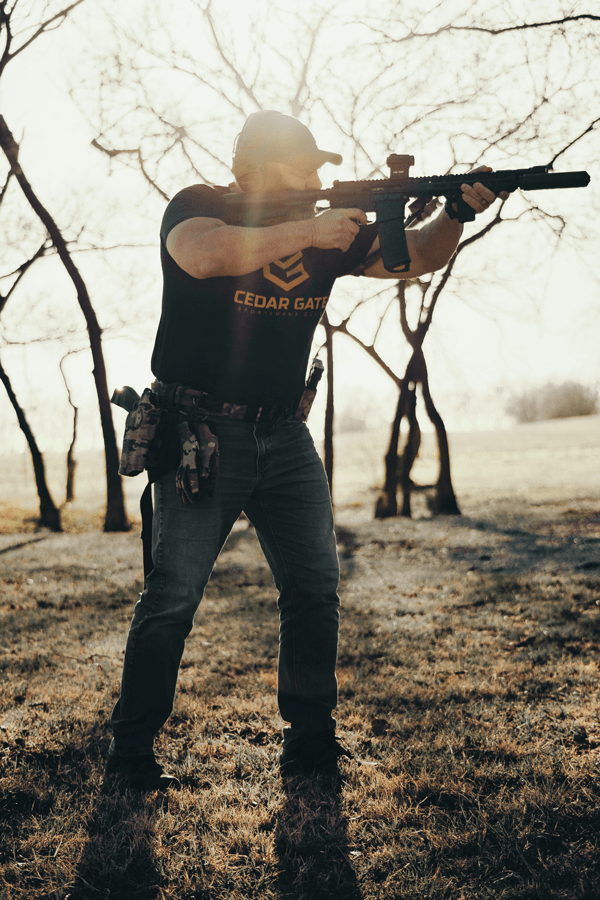 Cedar Gate member at the shooting range