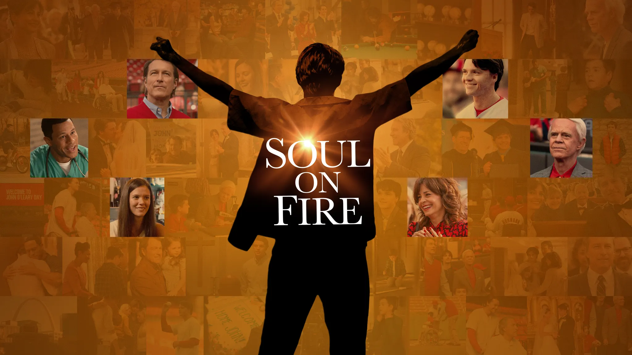 A collage of scenes from the movie, Soul On Fire