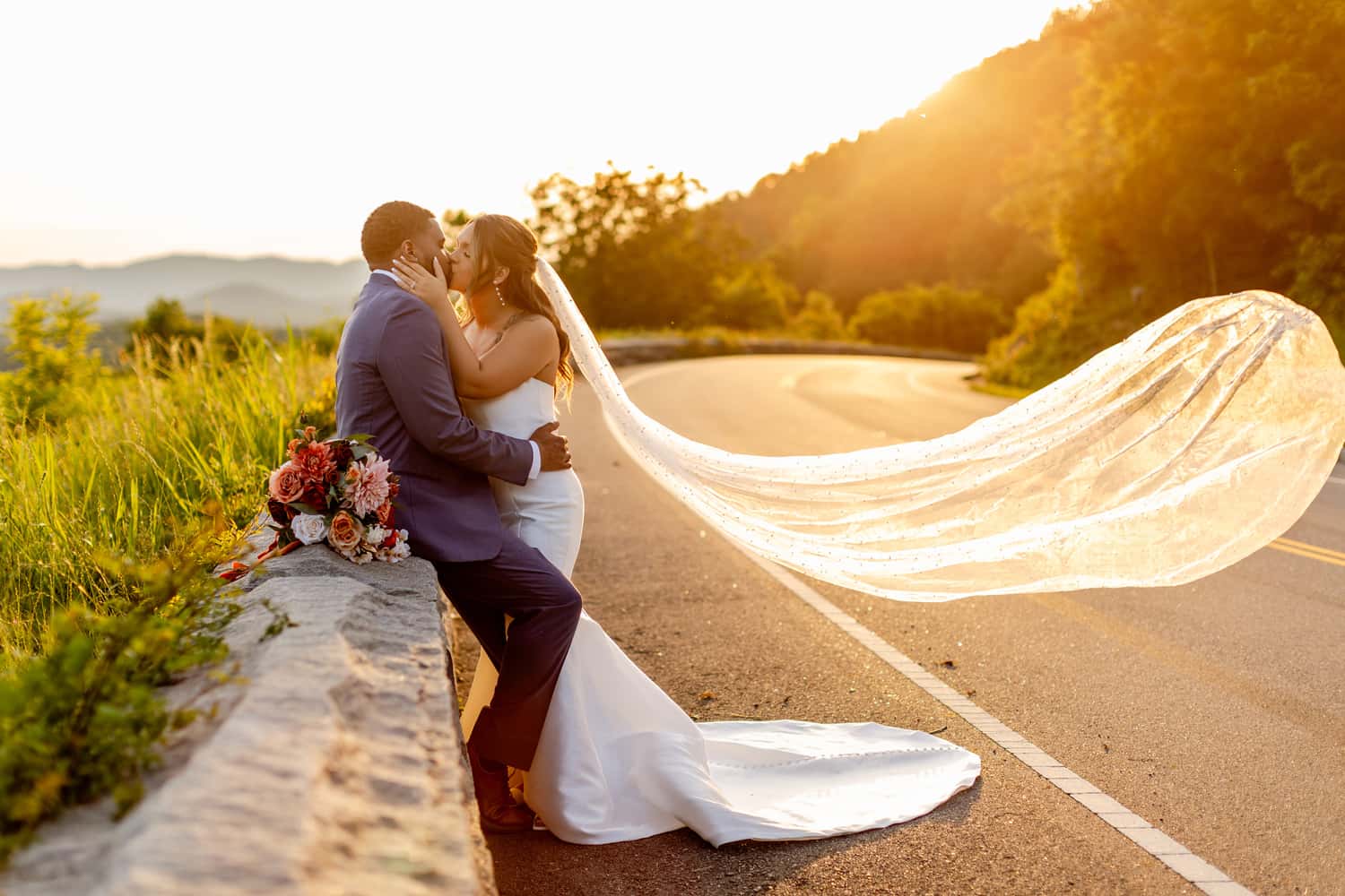 Photo by Let's Elope Gatlinburg of a newly eloped couple in Foothills Parkway