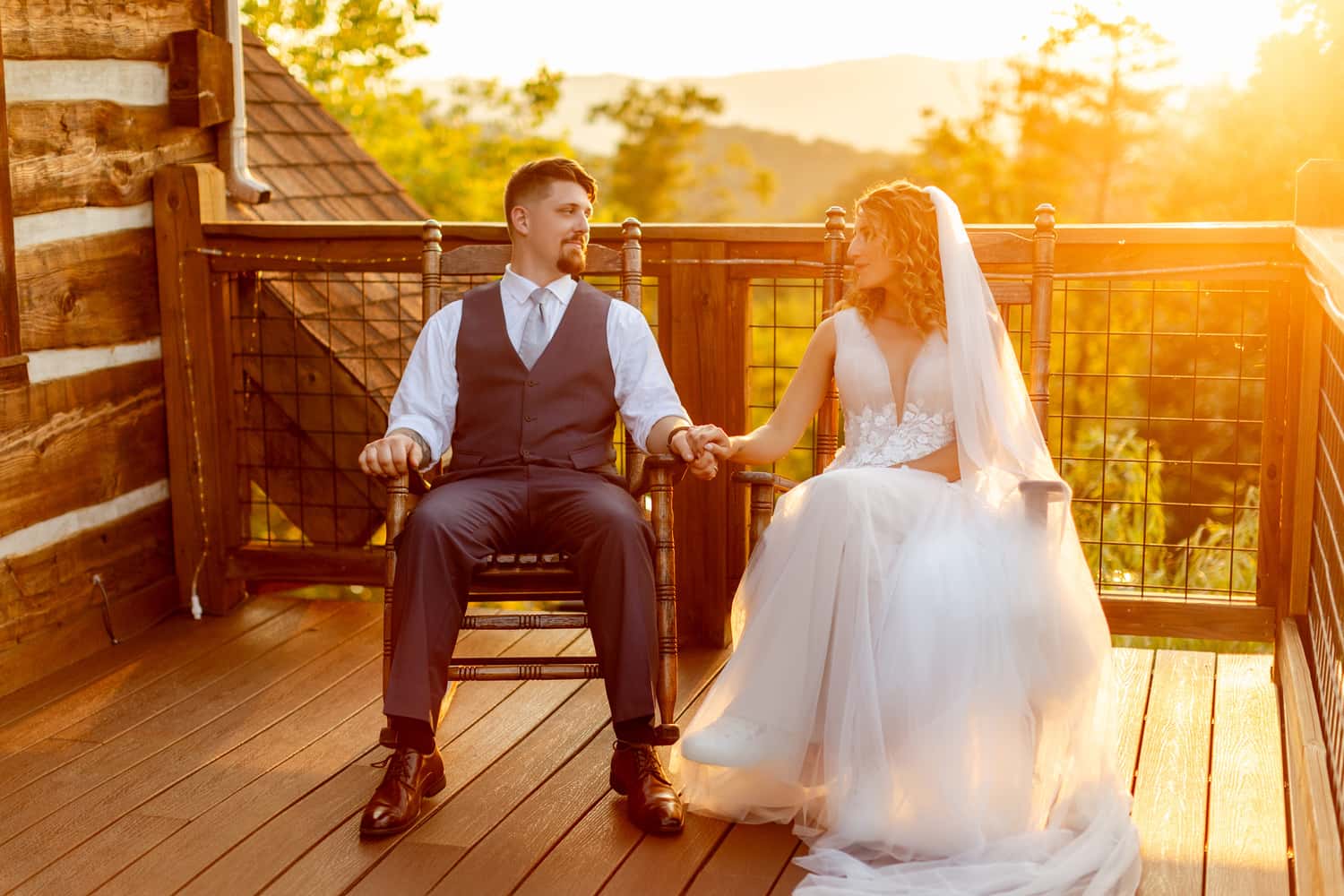 A couple who eloped at their private cabin in Gatlinburg, Tennessee.