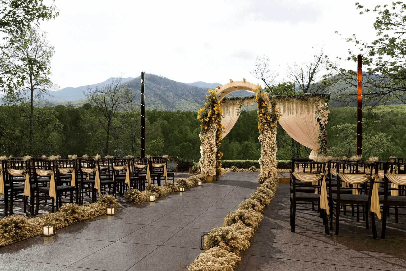 Trailhead Venues Terrace for wedding ceremonies in the Smoky Mountains