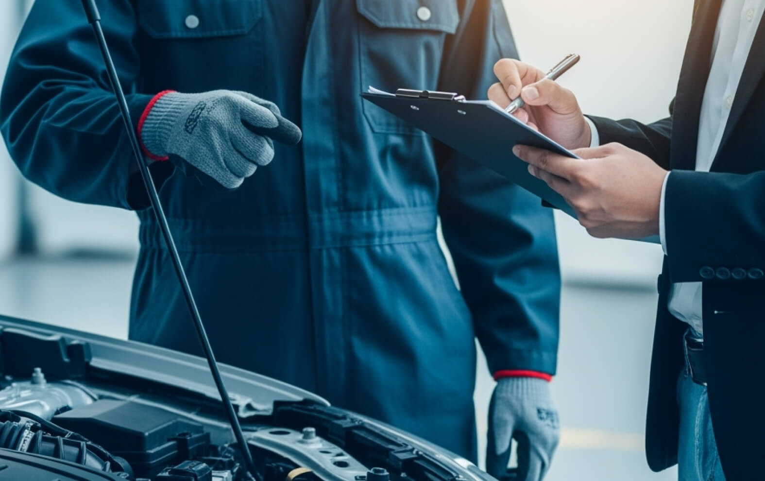 Mitarbeiter und Geschäftsmann beim Flottenservice