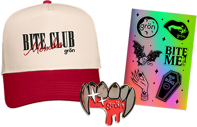 Grön Edibles Bite Club Prizes Embroidered Hat Pin Stickers