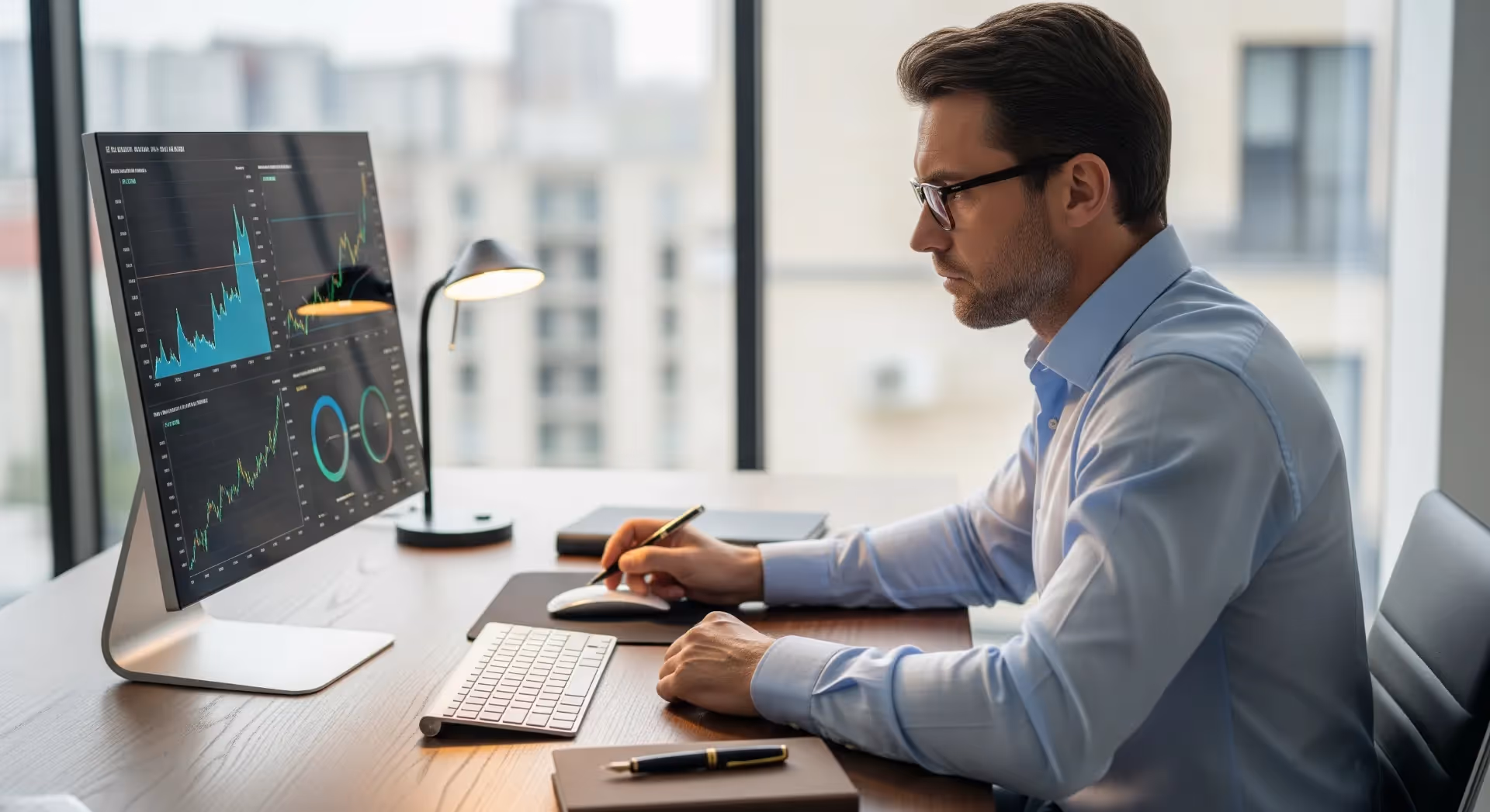un professionnel incorporé devant un ordinateur
