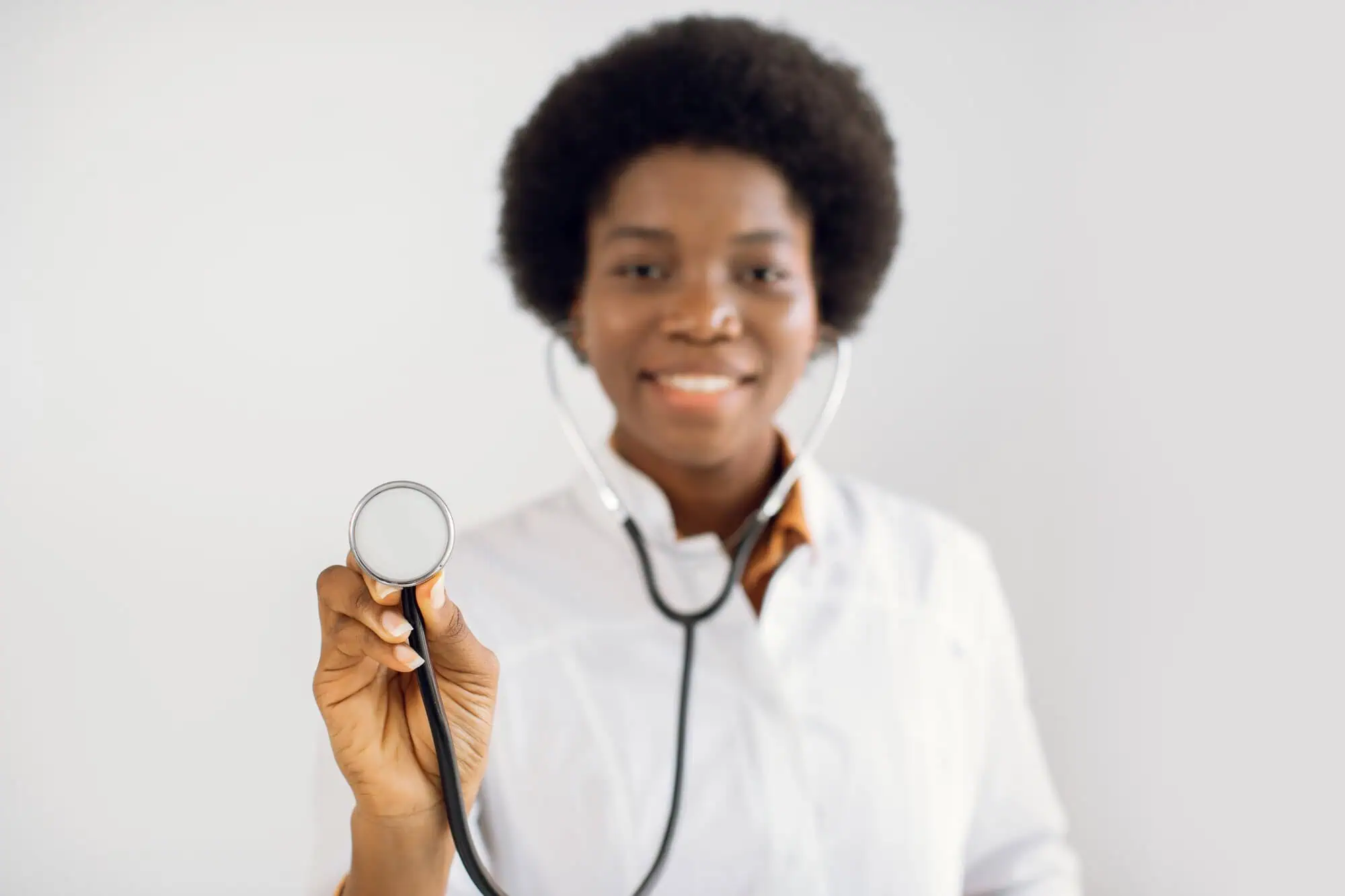 focused stethoscope held by nurse