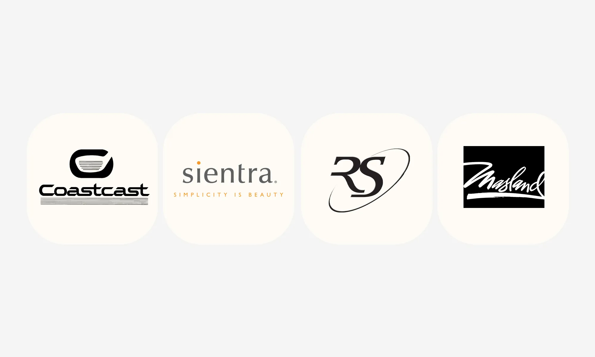 4 official logos of coastcast, sientra, RS, masland
