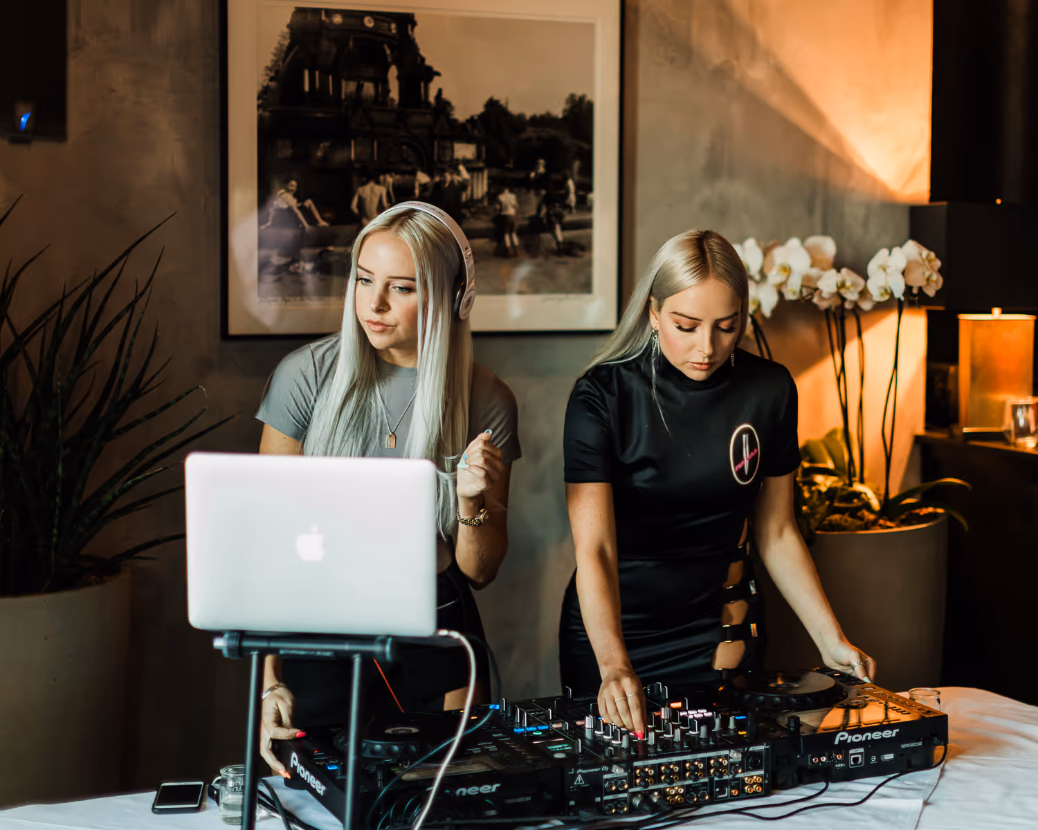 Female DJ performing at a Boston event photographed by Boston event photographer.