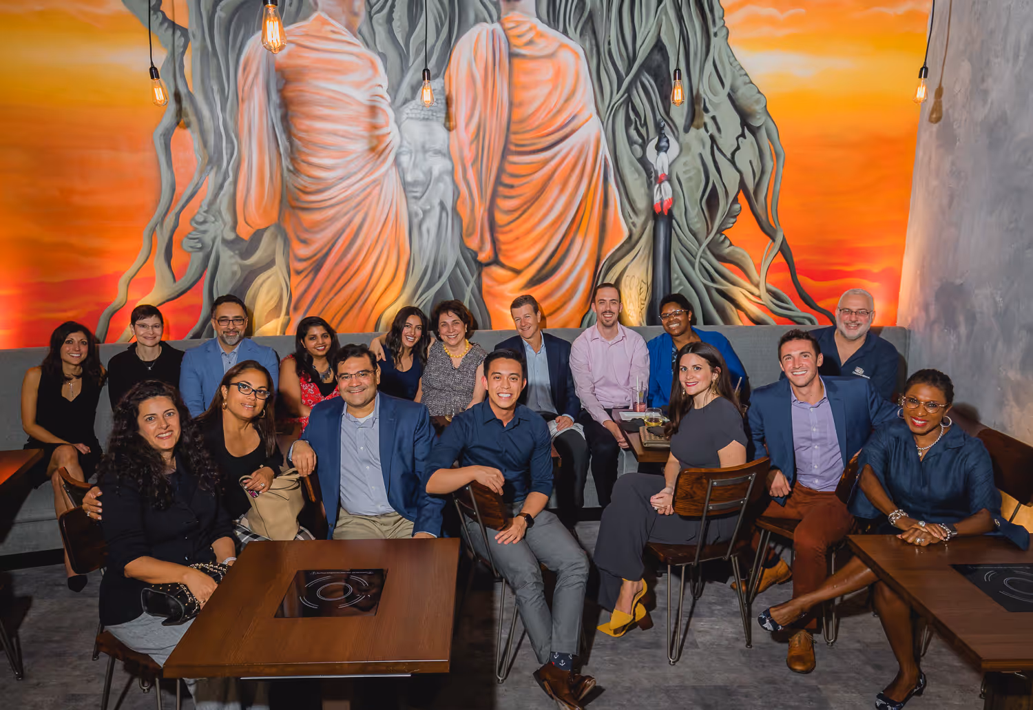 Group portrait at a Boston venue taken by Boston event photographer.
