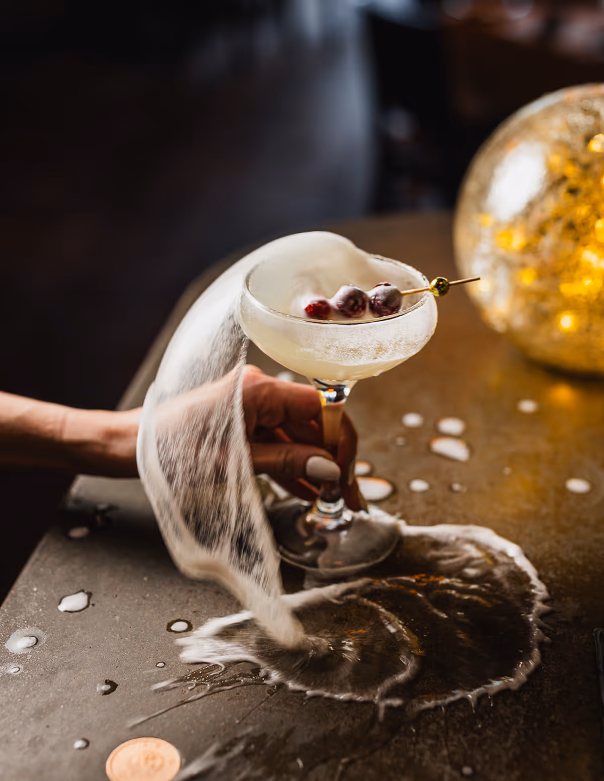 cocktail being spilled