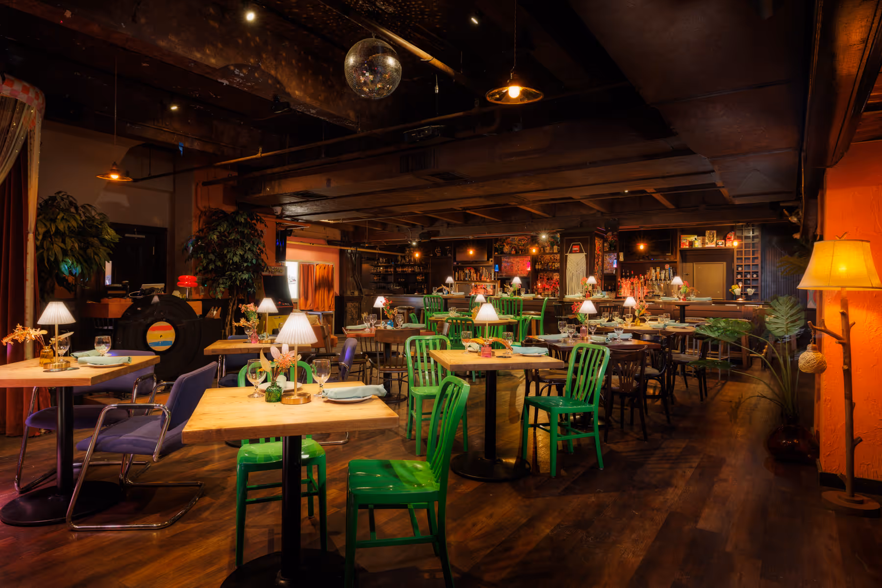 Full dining room perspective of Back Bay Social The Retro Room highlighting layout and atmosphere