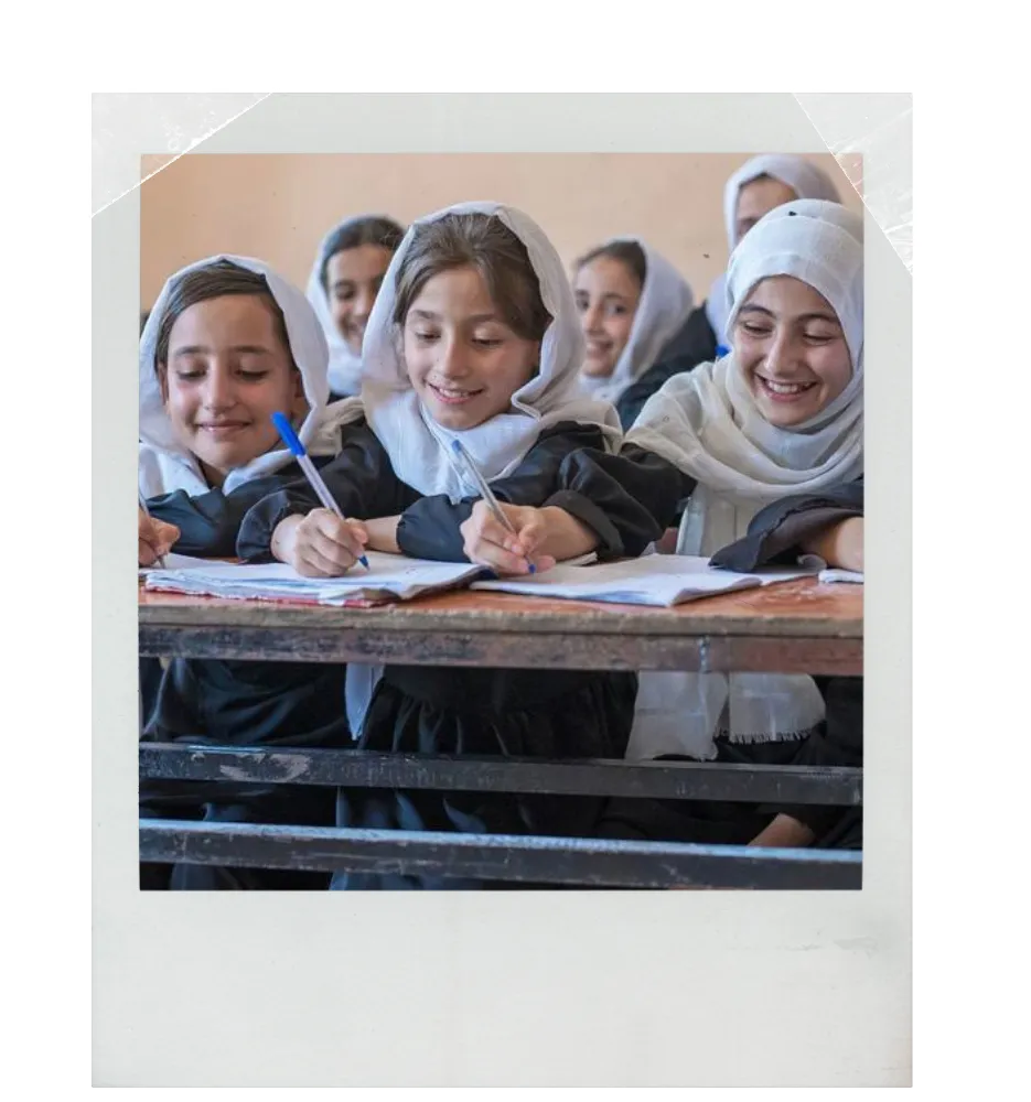 Afghan girls in school polaroid 1