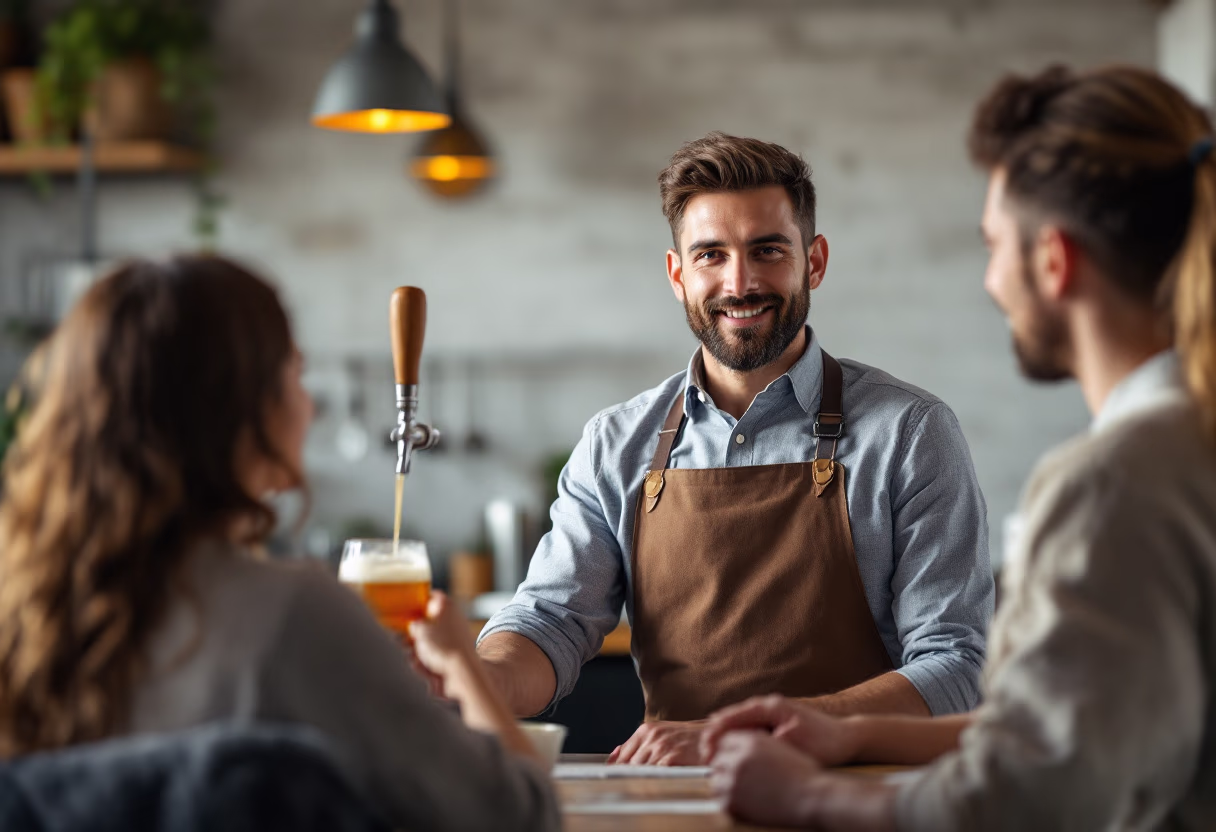 craft brewer interacting with local community