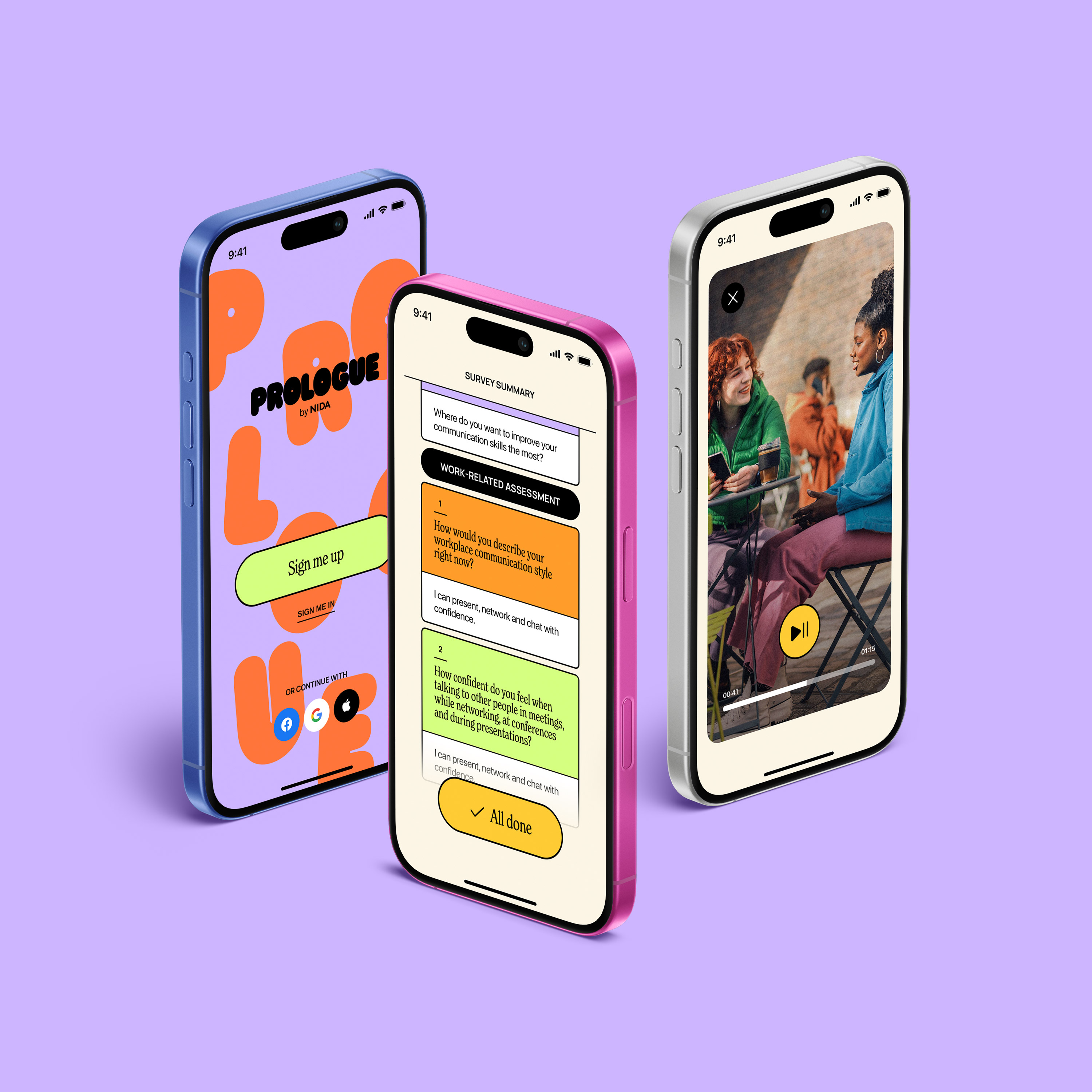 Prologue by NIDA app screens
