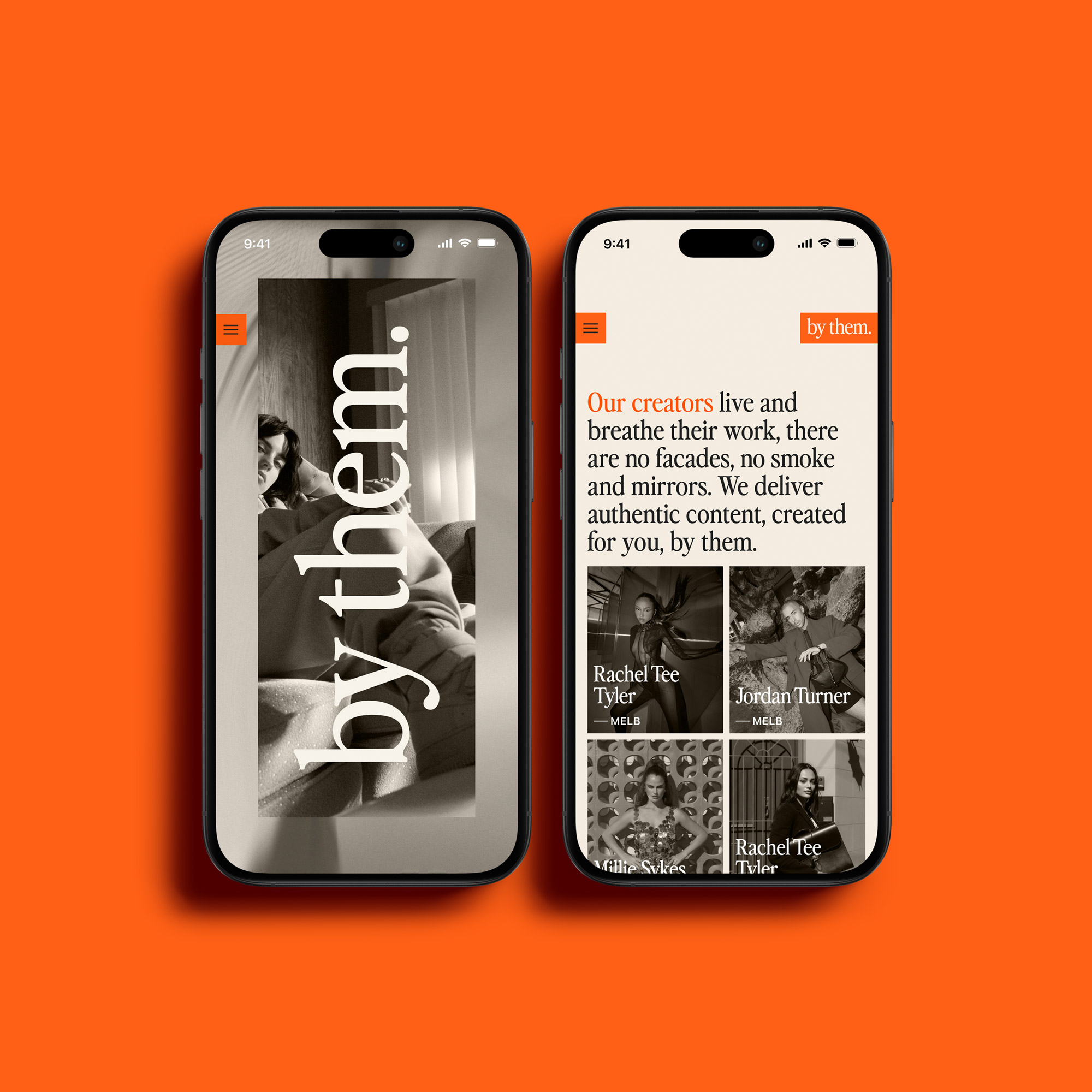 By Them mobile web screens
