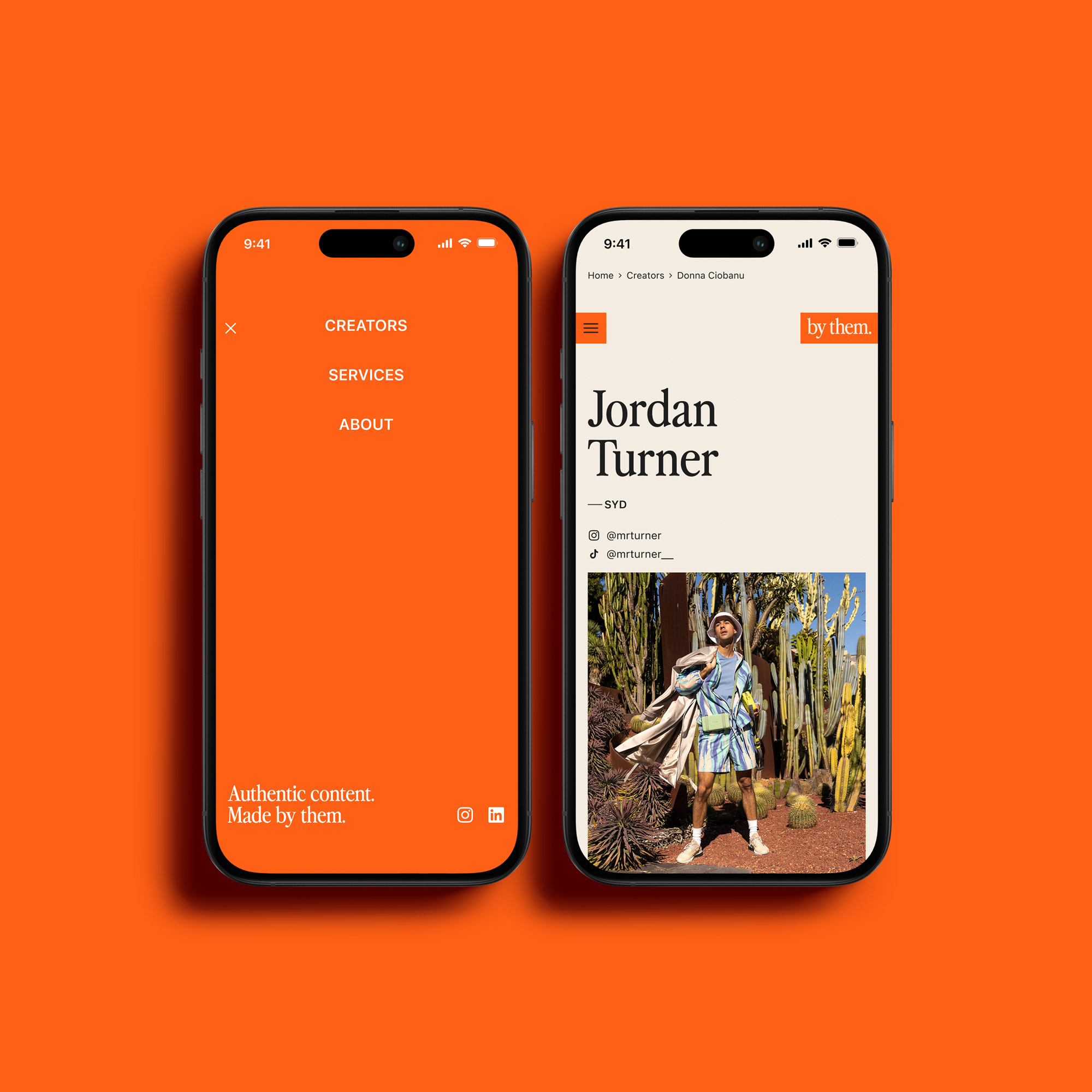 By Them mobile web screens